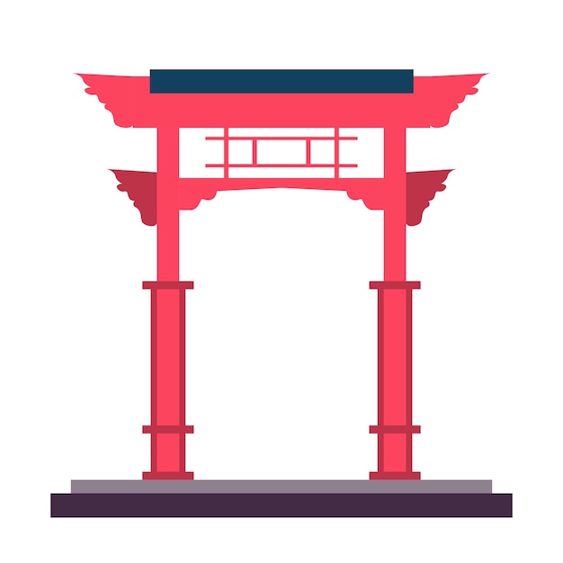 Puerta roja tradicional en el antiguo estilo arquitectónico de la cultura china o japonesa