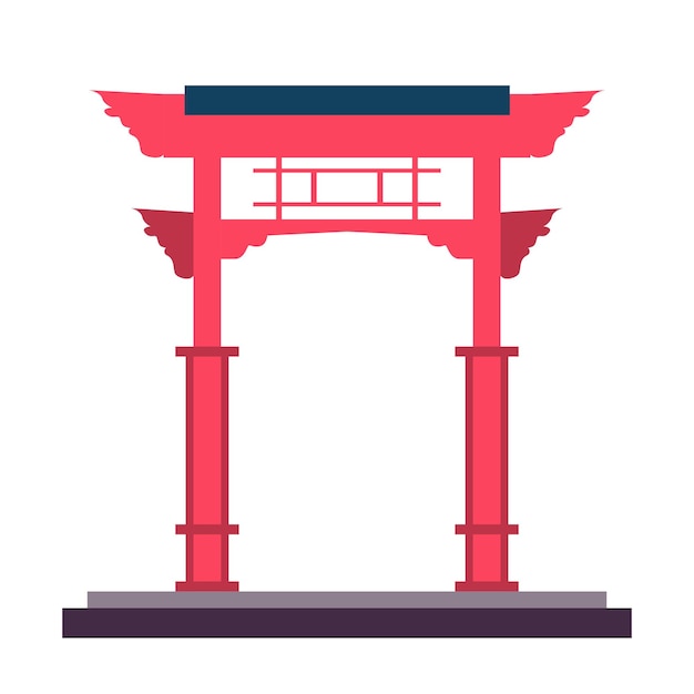 Puerta roja tradicional en el antiguo estilo arquitectónico de la cultura china o japonesa