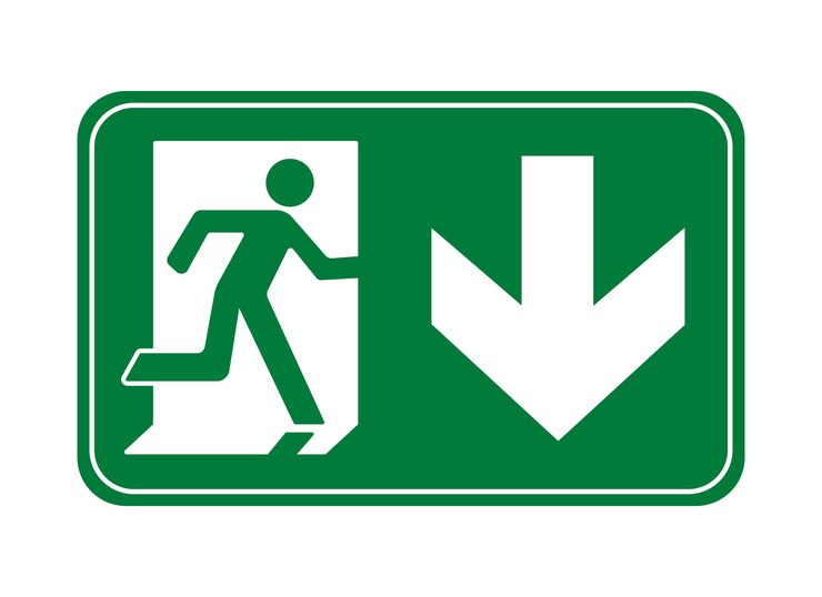 Vector puerta de salida de emergencia bajada