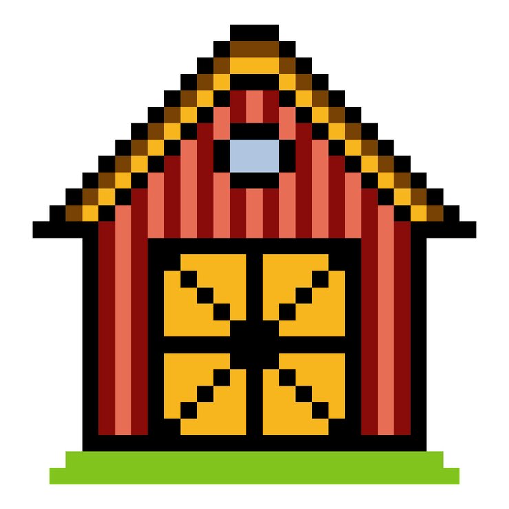 Vector la puerta transversal del granero en estilo pixel art