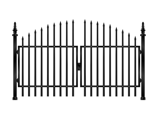 puerta de valla puerta de hierro aislada en blanco