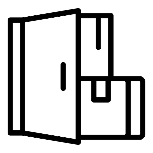 Puertas abiertas con cajas de cartón que representan el servicio de entrega a domicilio