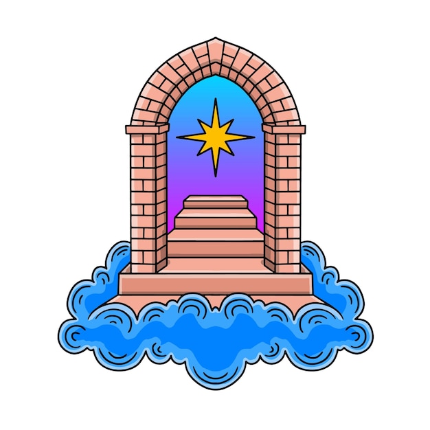 Puertas del universo en colores de neón retro