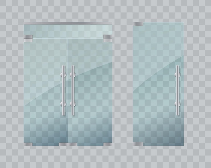 Vector puertas de vidrio aisladas en la ilustración de vector de fondo transparente