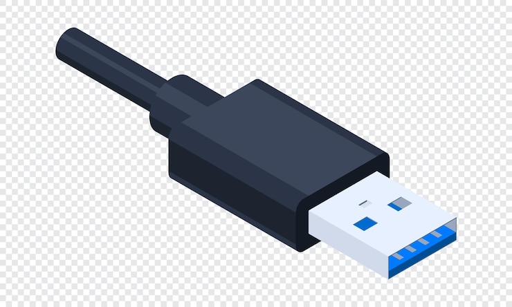 Vector puerto isométrico usb tipo a conector usb conector y puerto componente de hardware de la computadora ilustración vectorial