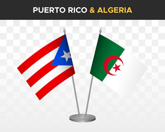 Puerto Rico vs argelia escritorio banderas maqueta aislado 3d vector ilustración mesa banderas