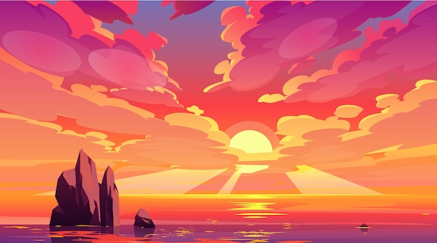 La puesta de sol sobre el océano