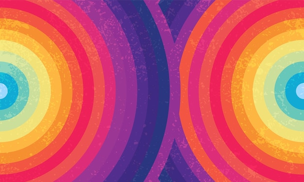Puesta de sol de verano suave arco iris arte círculo vintage fondo vector diseño