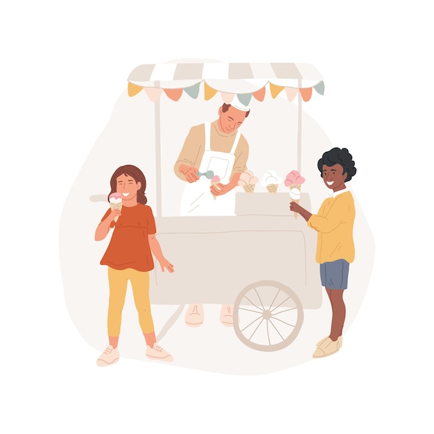 Puesto de helado aislado ilustración vectorial de dibujos animados