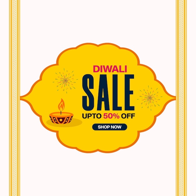 Puesto de venta de diwali con diseño de color blanco y amarillo.