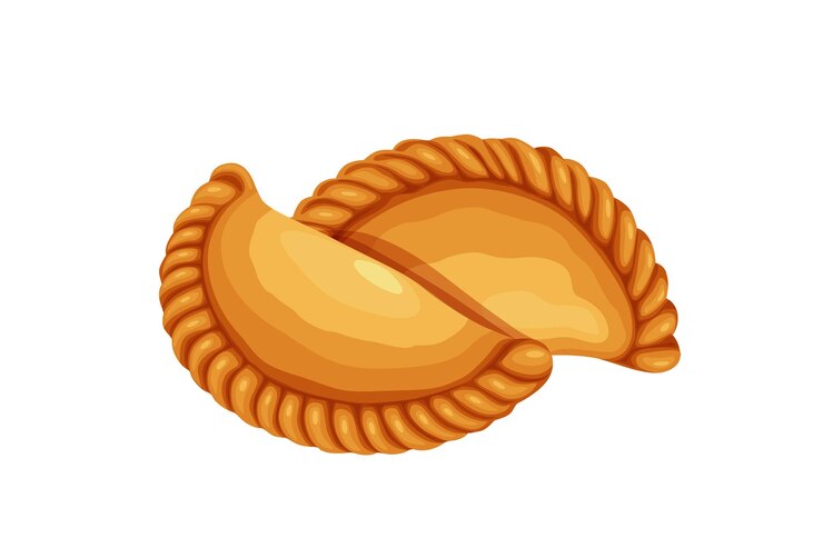 Vector puff de curry empanada argentina aislada en fondo blanco vector eps 10