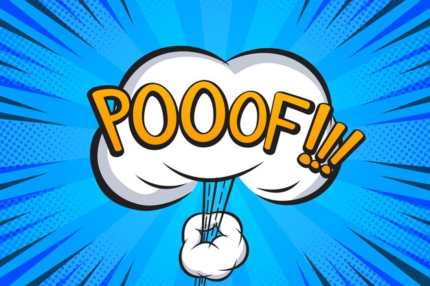 Puff Estilo de arte pop texto vectorial cómico Vector de dibujos animados fondo poof