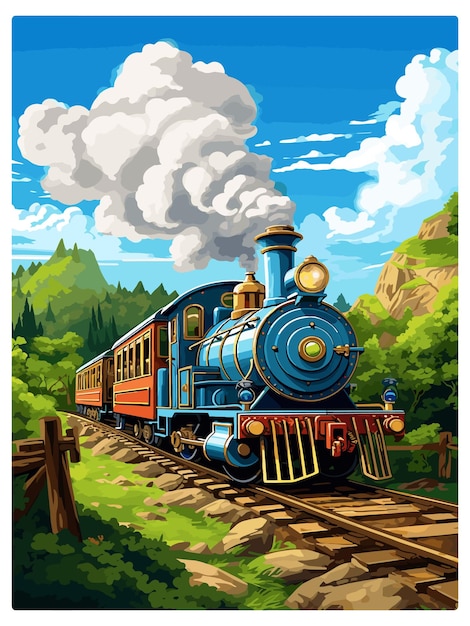 Puffing billy railway poster de viaje vintage recuerdo tarjeta postal pintura de retrato ilustración de wpa