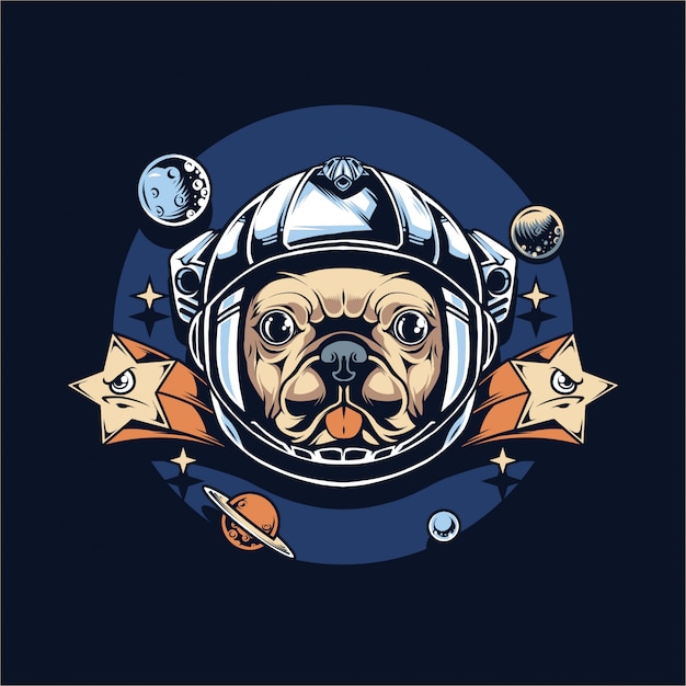 Vector pug astronauta