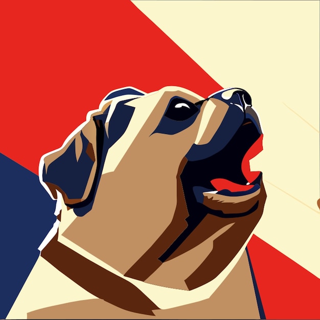 pug con boca abierta ilustración vectorial plana 2