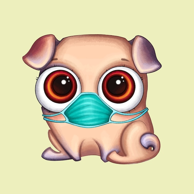 Vector pug lindo enmascarado