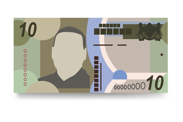 Pula Vector Illustration Botswana money set paquete de billetes Papel moneda 10 BWP