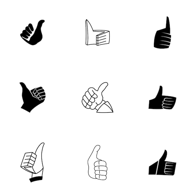 Pulgar hacia arriba conjunto de vectores. la ilustración simple en forma de pulgar hacia arriba, elementos editables, se puede utilizar en el diseño de logotipos