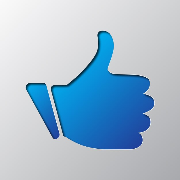 El pulgar hacia arriba se corta de la ilustración vectorial de papel