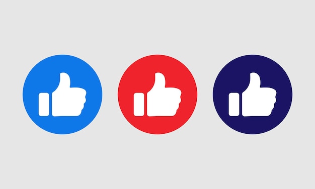 El pulgar hacia arriba de Facebook como símbolo establece el fondo en estilo plano
