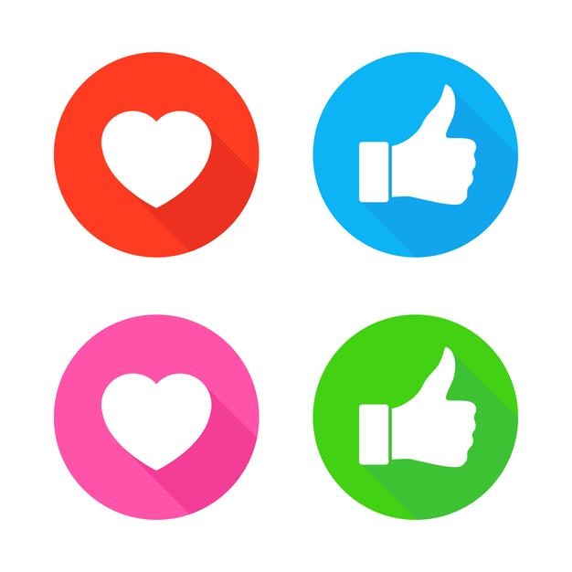 Pulgar arriba icono de corazón aislado sobre fondo blanco