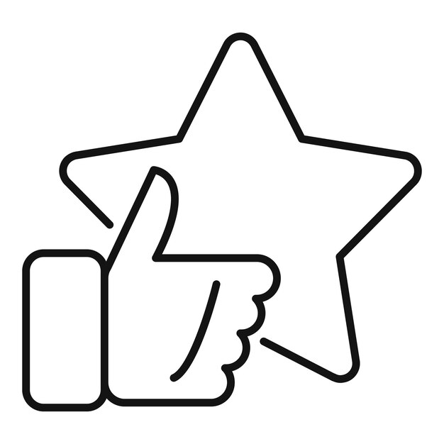 Pulgar hacia arriba icono del sistema de estrellas contorno vector programa de lealtad