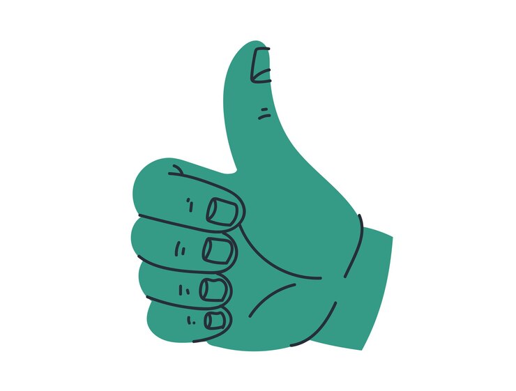Vector pulgar hacia arriba de la mano dedo ok signo símbolo concepto aislado vector ilustración de diseño gráfico plano