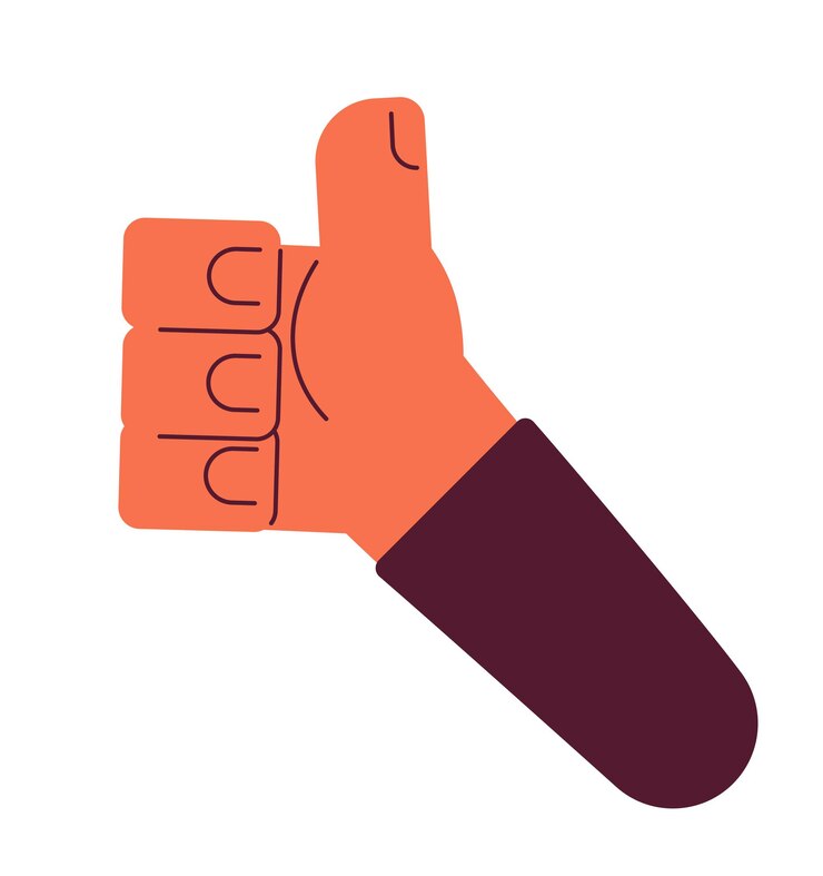 Vector pulgar hacia arriba mano de vector de color semi plano mostrar aprobación gesto de mano icono de arte de clip de dibujos animados editable sobre fondo blanco ilustración de punto simple para diseño gráfico web