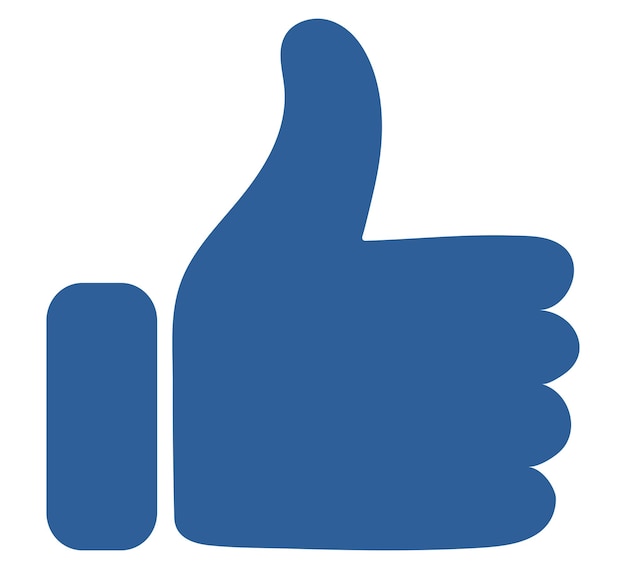 Los pulgares hacia arriba en las redes sociales como un icono aislado sobre un fondo blanco