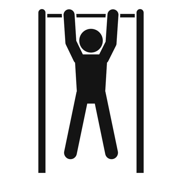 Vector pullups en el icono de la barra horizontal ilustración simple de pullups en el icono de vector de la barra horizontal para diseño web aislado sobre fondo blanco