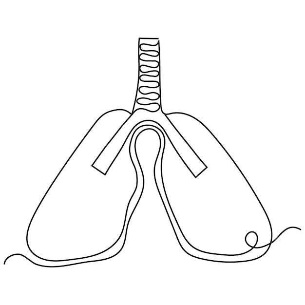 Pulmón humano dibujado en línea continua una línea de arte vector ilustración icono concepto de atención médica