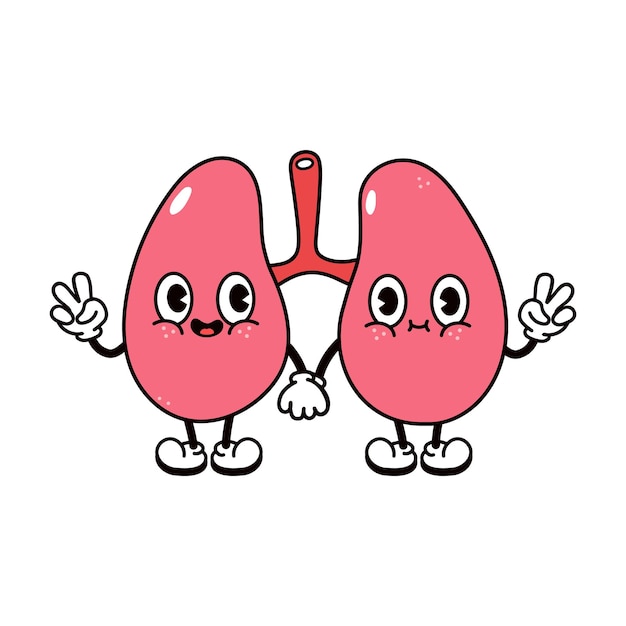 Vector pulmones agitando el carácter de la mano