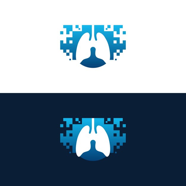 Vector pulmones digitales, concepto de diseños de logotipo de pixel lungs, concepto de diseño, logotipo, elemento de logotipo para plantilla