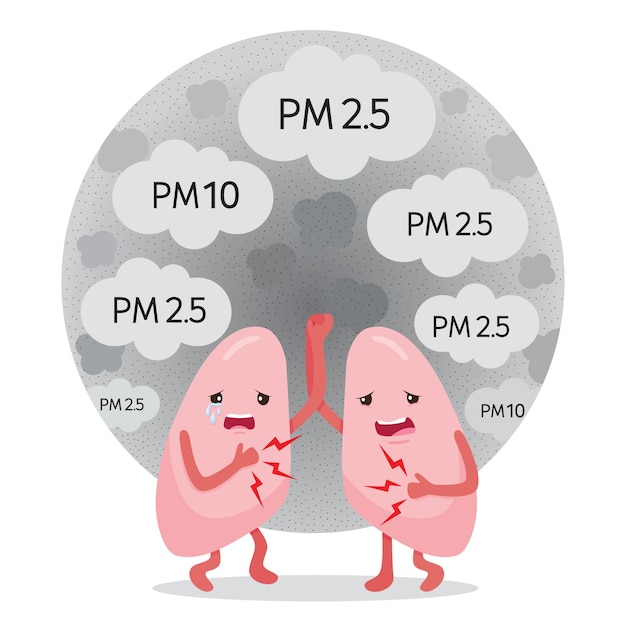 Pulmones enfermos por polvo`` humo, smog