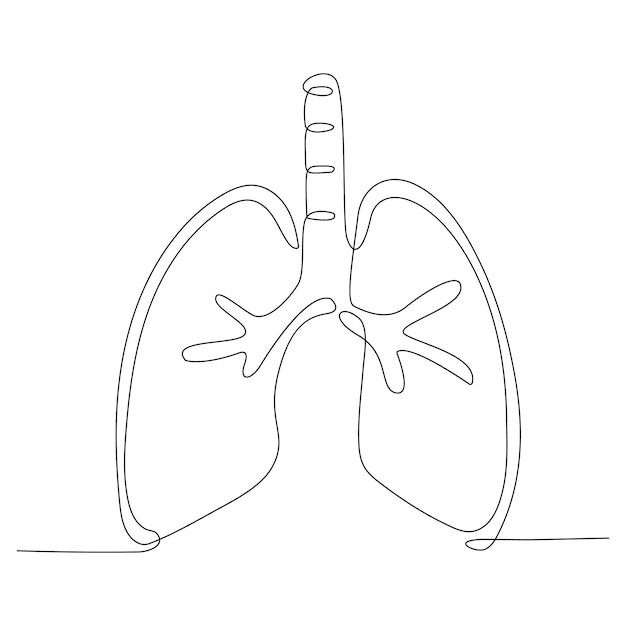Los pulmones humanos dibujando una línea