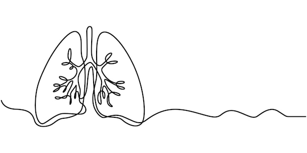 Pulmones icono dibujado a mano dibujo de línea continua órganos humanos fondo de arte abstracto creativo de moda