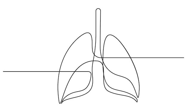 Pulmones una línea continua Icono aislado en fondo blanco diseño minimalista