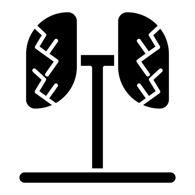 Pulmones del mundo Glifo Ilustración negra sólida