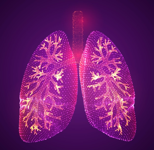 Pulmones vectoriales y bronquios punto de diseño vectorial y estilo de punto