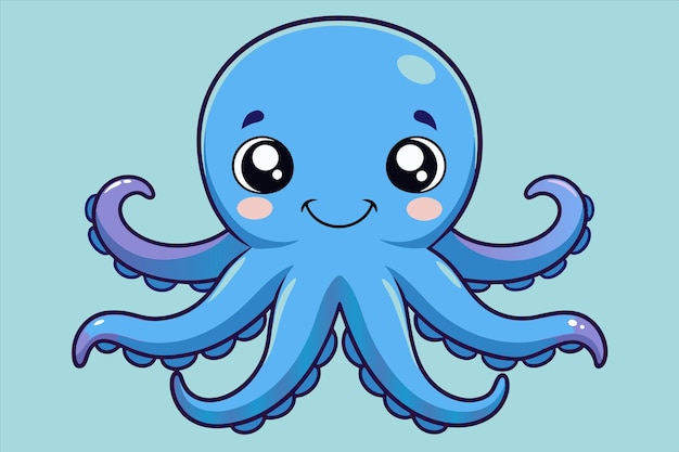 un pulpo azul con una cara blanca y un fondo azul
