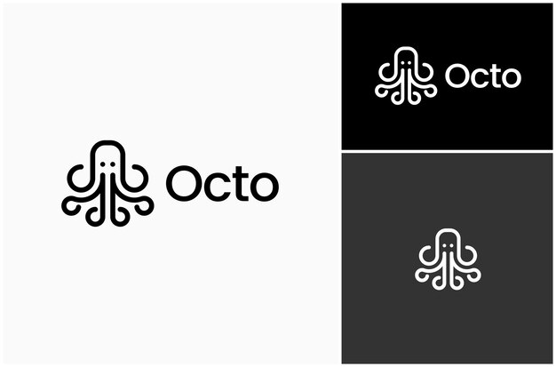 Pulpo calamar cefalópodo Cthulhu brazo rizado simple arte de líneas modernas diseño vectorial de logotipo ilustración