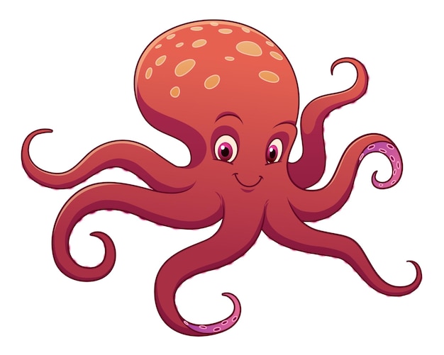 pulpo, caricatura, animal, ilustración