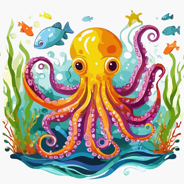 Pulpo en el clipart de agua