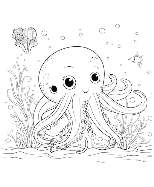 Pulpo para colorear para niños