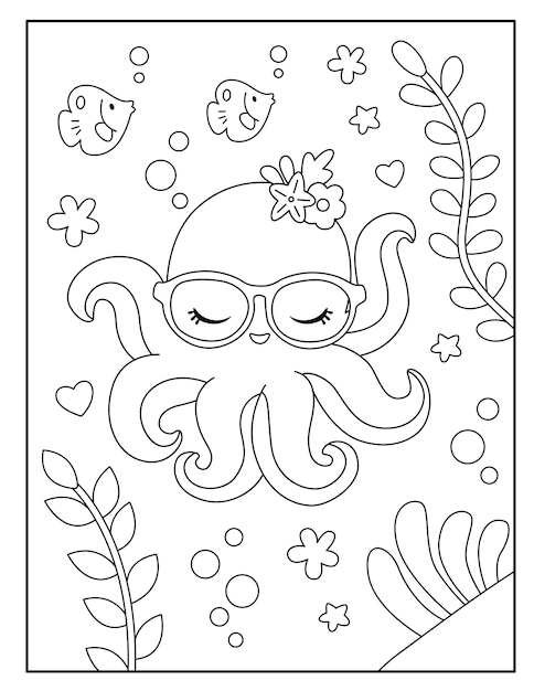 Vector pulpo para colorear para niños