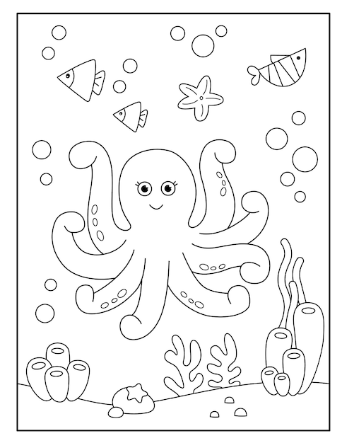 Pulpo para colorear para niños