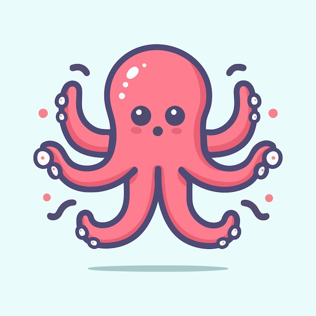 Pulpo de dibujos animados lindo ilustración vectorial