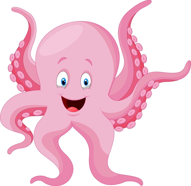 Pulpo feliz de dibujos animados