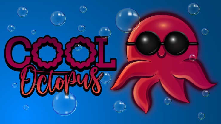 Vector pulpo fresco con vector de burbujas