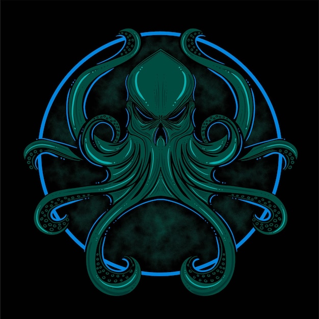 Vector pulpo grande con fondo de círculo